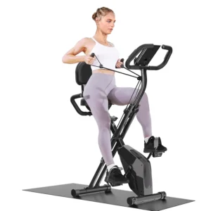 Best foldable exercise bike with 8 resistance levels, heart rate sensors and LCD monitor for indoor cycling