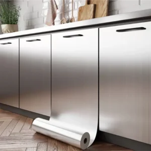 40cm metal brushed silver wall sticker stainless steel kitchen living room refrigerator countertop adhesive wallpaper