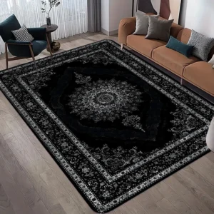 Black Boho Carpet Luxurious and Stain-resistant Style Floor Mat for Bedroom Living Room Decor Non Slip Soft Area Rug
