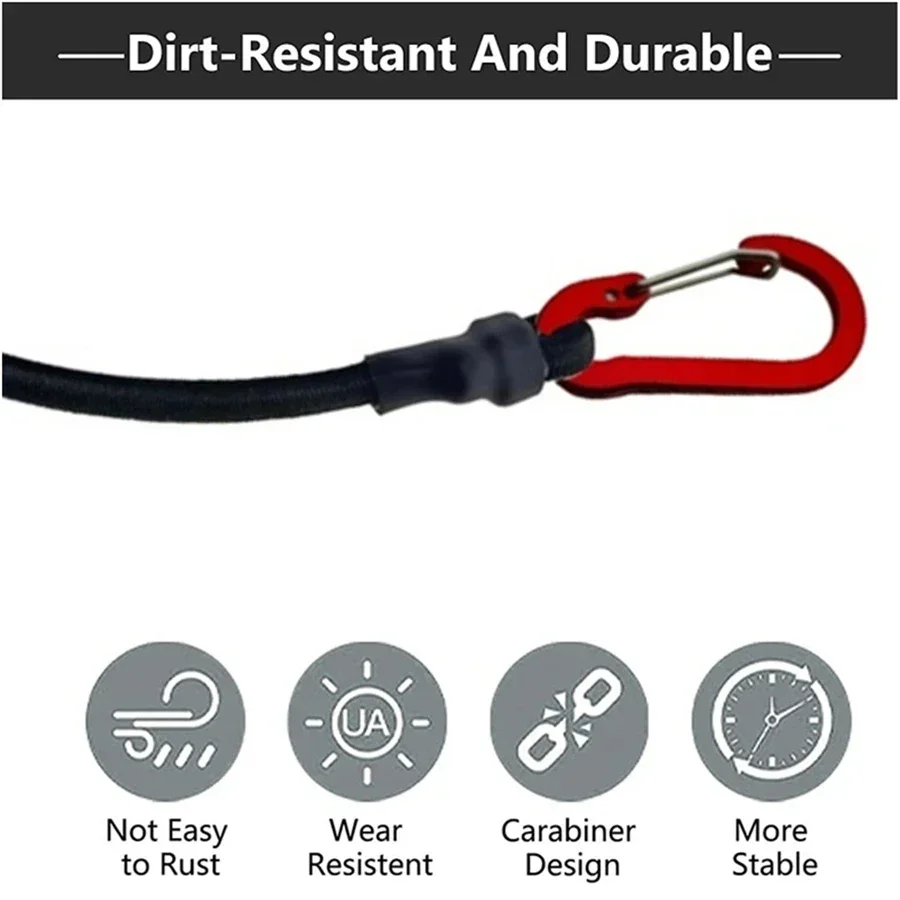 30-210cm 8mm Packing Ropes Outdoor Elastic Bungee Cords with Red Hooks Stretch Lightweight for Bikes Car Luggage Roof Rack Strap - Image 2