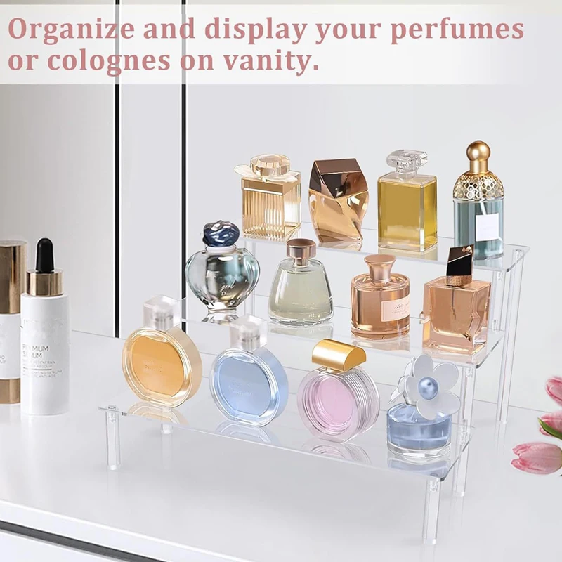 1-4 Tier Acrylic Display Stand Durable Display Rack For Cupcake Perfume Doll Transparent Trapezoidal Blind Box Storage Shelf - Image 4