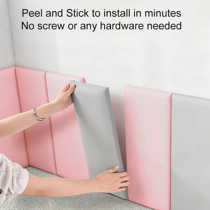 5PCS/ 3D Anti-Collision Wall Padding, Peel & Stick Upholstered Panels, Queen Headboard, Playroom Decorative Protection Panel - Image 3