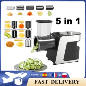5 In 1 Electric Vegertable Chopper Cutter Household Stainless Steel Food Processors Kitchen Mixer Multifunctional Potato Slicer