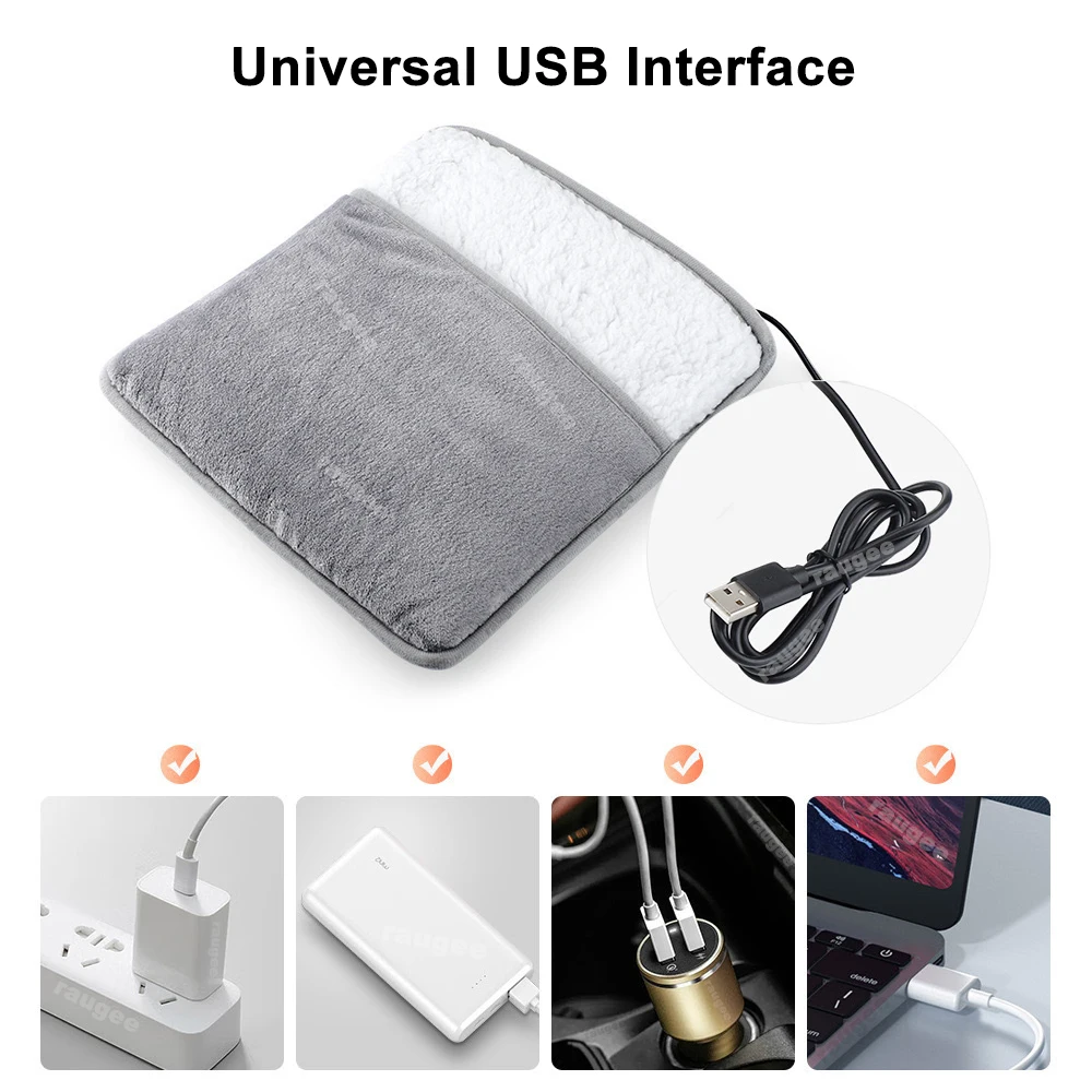 Foot Warmer USB Foot Heater Thermal Foot Heating Pad Soft Plush Warm Foot Cover Electric Heating Feet Warmer for Home Bedroom - Image 4