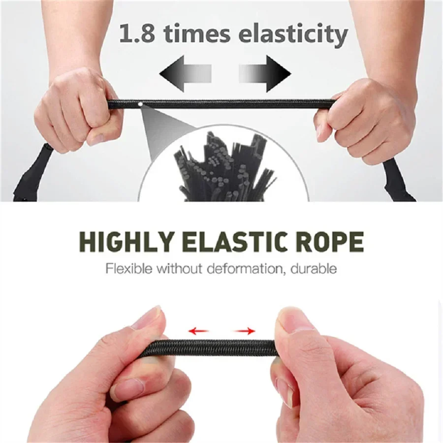 30-210cm 8mm Packing Ropes Outdoor Elastic Bungee Cords with Red Hooks Stretch Lightweight for Bikes Car Luggage Roof Rack Strap - Image 4