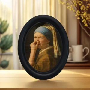 1 Piece of Mini Girl Wall Decor with a Quirky Design, Framed Decorative Painting with Funny and Exaggerated Expressions, Wooden Mini Hanging Painting, Unique Home, Kitchen, Office Decoration, Fun Gift, Holiday Gift