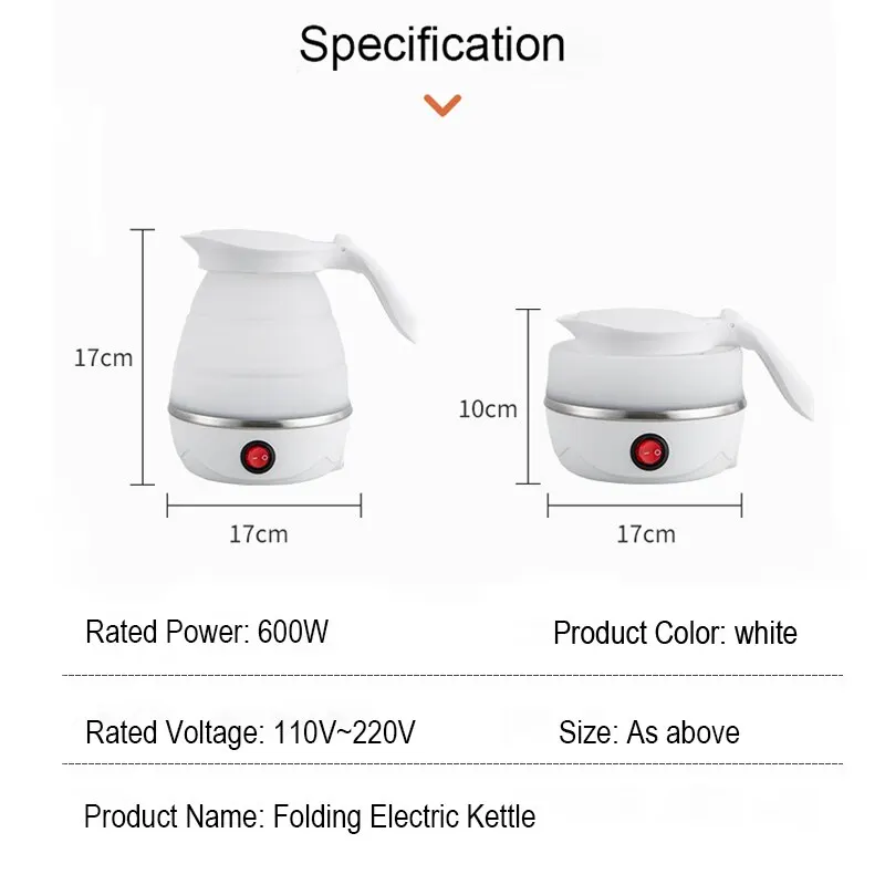 Foldable And Portable Teapot Water Heater 600ML Household Travel Electric Water Kettle 220V Kitchen Appliances Water Boiling Pot - Image 6