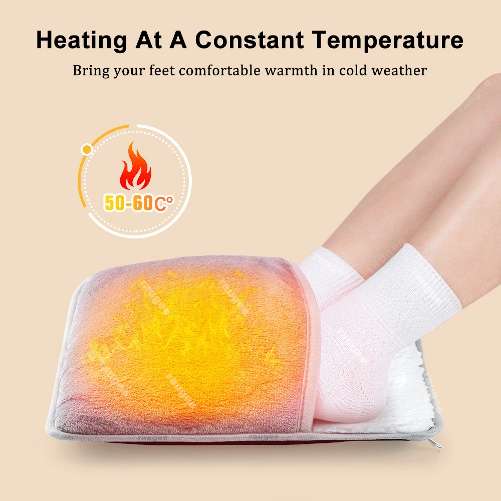 Foot Warmer USB Foot Heater Thermal Foot Heating Pad Soft Plush Warm Foot Cover Electric Heating Feet Warmer for Home Bedroom - Image 2