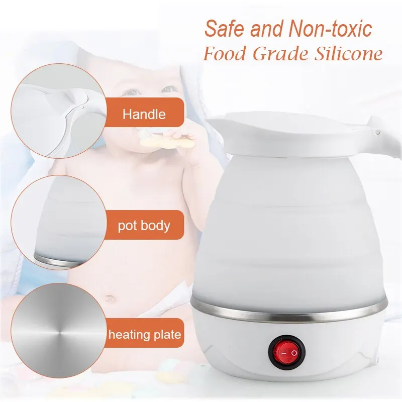 Foldable And Portable Teapot Water Heater 600ML Household Travel Electric Water Kettle 220V Kitchen Appliances Water Boiling Pot - Image 3