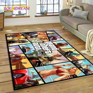 3D GTA Game Grand Theft Auto Gamer Carpet Rug for Bedroom Living Room Home Sofa Decoration,Children Game Large Decor Floor Mat