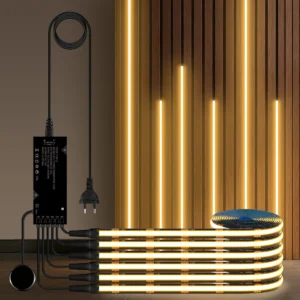 Black PCB FCOB Self-Adhesive COB LED Light Strip Walnut Embeded Acoustic Wall Panel Decor Hand Motion Touch Dimmer Switch