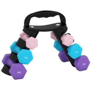 Dumbbell Set with Storage Rack 6 Pcs 1kg 2kg 3kg Hex Dumbbells for Home Gym Strength Training Fitness Equipment