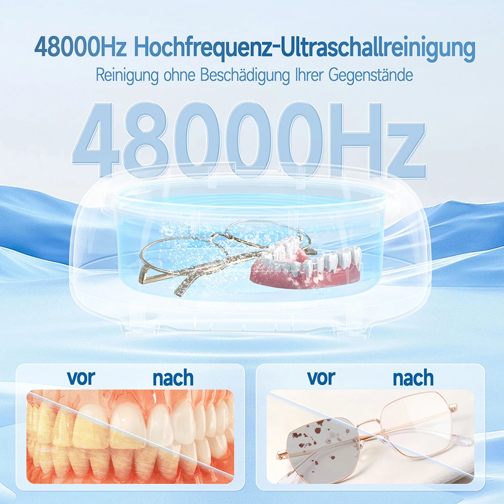 KUNPHY 600ml Ultrasonic Cleaner Ultrasound Glasses Jewelry Cleaner 48KHZ Ultrasonic Washing Bath for Household Dental Appliances - Image 4