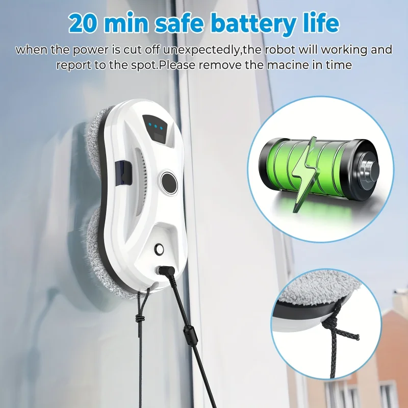 5600PA Ultra-Thin Smart Window Cleaning Robot Fully Automatic Window Cleaning Robot, High Suction Power Anti-Fall Smart Glass Cleaner, Long Endurance, Safety Design for Home, Office & Commercial Windows, High-Altitude Cleaning Machine - Image 7